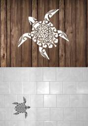 Turtle Sticker, Removable Bathroom Decor, Tribal Turtle Art Wall Vinyl Home Decoration - thumbnail 1