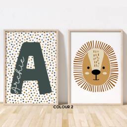 Safari Print Set - Lion Name Jungle Nursery Playroom Poster Unframed - thumbnail 3