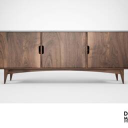 Handmade Mid Century Modern Walnut Credenza - Scandinavian Sideboard - thumbnail 4