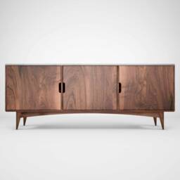 Handmade Mid Century Modern Walnut Credenza - Scandinavian Sideboard - thumbnail 2