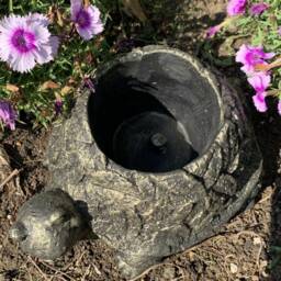 stone Garden Tortoise Leaf Detail Planter Plant Pot Gold Gift Concrete Ornament - thumbnail 3