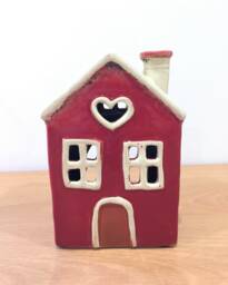 Ceramic Tealight Loveheart House Candle Holder Seaside Home Cosy D??cor