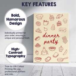 Retro Dinner Party Food Doodle Kitchen Illustration Canvas Wall Art Print Decor Picture Ready To Hang - thumbnail 2