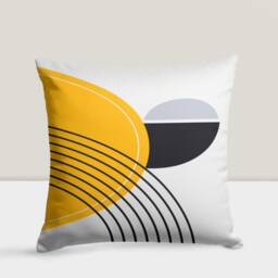 Abstract Cushion Cover, Modern Pillow Case, Yellow Minimalist Decor, Contemporary Lumbar Pillow, Home Accessory, Geometric Living Room Decor - thumbnail 4