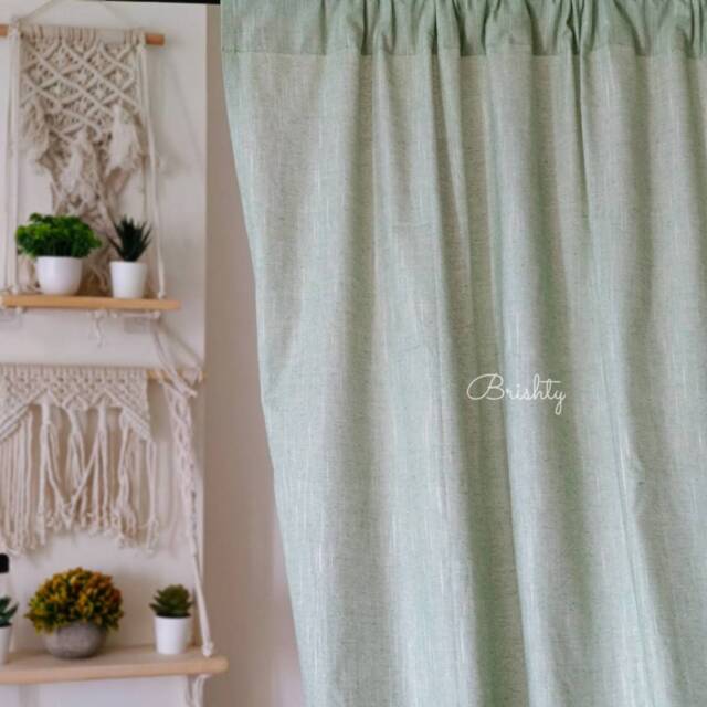 Sage Green Linen Cotton Blend Curtain, Light Solid Drapes, Minimalist Decor Curtains, Living Room, Bedroom Window Scandinavi