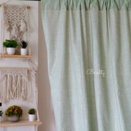 Sage Green Linen Cotton Blend Curtain, Light Solid Drapes, Minimalist Decor Curtains, Living Room, Bedroom Window Scandinavi