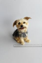 Needle Felted Dog Yorkshire Portrait Dog-Wool Animal Sculpture - Eco Friendly Art-Collectible Artist Animals-Art Doll - thumbnail 1