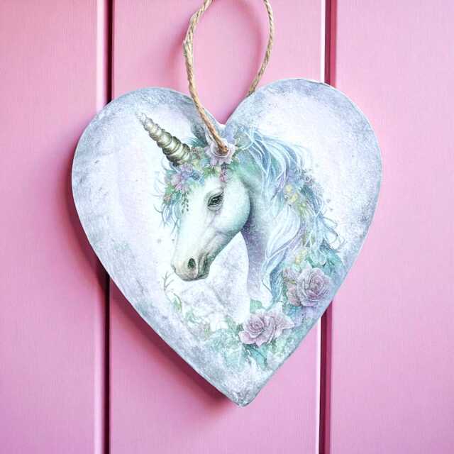 Wooden Heart, Unicorn Decor, Girls Bedroom Gifts, Wall Art, Gift For Girls, Daughter - image 1