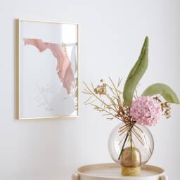 Florida Map Pink & Gold Wall Art Print - Usa Us State United States Of America - thumbnail 2