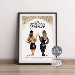 Birthday Gift For Friend, 21st Friend Gift, Friends Illustration, Wall Art, Gift, Personalised - thumbnail 2