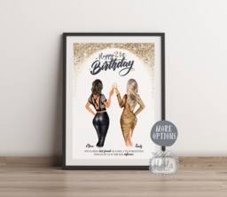 Birthday Gift For Friend, 21st Friend Gift, Friends Illustration, Wall Art, Gift, Personalised - thumbnail 1