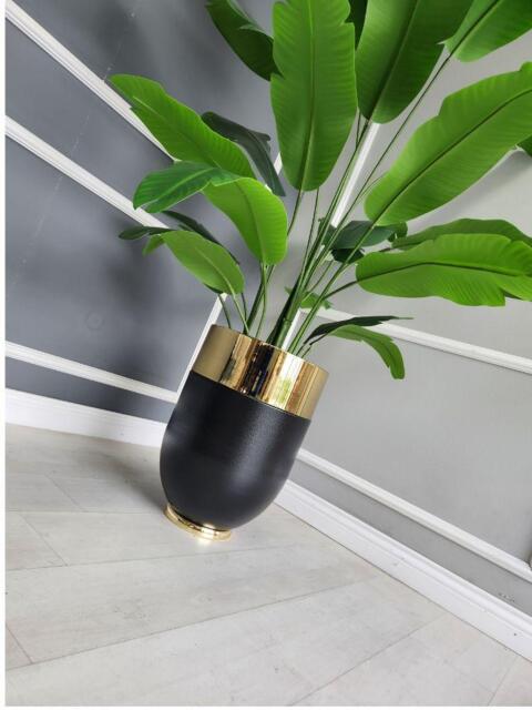 Large Metal Pot, Unique Home, Porch Decor, Office Plant Holder, Elegant Gold Planter, Perfect For Home, Office Decor, Luxury Planter, Indoor