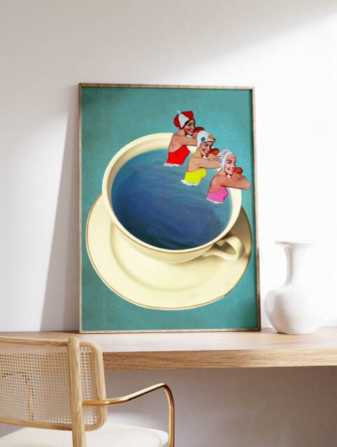 Swimming Pool Wall Art, Futurist Cyberpunk Sci-Fi Retro Modernist Print, Space Poster, Vintage Gift, A1/A2/A3/A4 - image 1