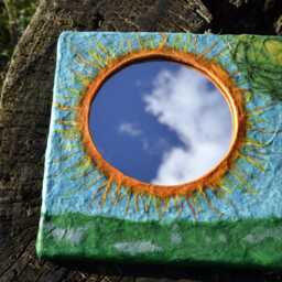 Ginger Kitten Mirror Decorative Wall Mirror, Orange Sunburst Mirror With Cat Sitting Under The Tree, Lovers Gift, Furniture, Mirrors - thumbnail 3