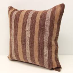Handmade Kilim Pillow Cover 16x16, Turkish Boho Cushion - thumbnail 3