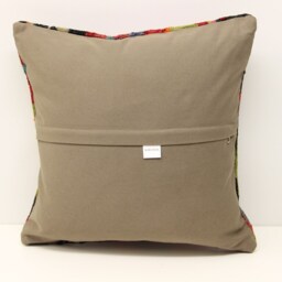 Handmade Kilim Pillow Cover 16x16, Turkish Boho Cushion - thumbnail 4