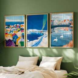 Set Of 3 Reykjav??k Posters, Iceland Travel Prints, Icelandic City Wall Art Set, Nordic Decor, Northern Lights Gift, Europe Prints - thumbnail 2