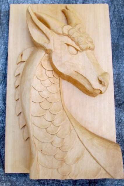 Sale Dragon Carving Sculpture Hand Carved Fantasy Free Shipping Mythical Creature Wall Art Decor Lover's Gift Wood - image 1