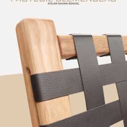 Cl??menceau Armchair, Unique Model, Handcrafted, Made in France, Wood Armchair & Stain-Resistant Organic Cotton - thumbnail 2