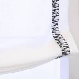 White Linen Flat Relaxed Roman Shades With Animal Print Trim, Cl1010 - thumbnail 3