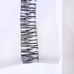 White Linen Flat Relaxed Roman Shades With Animal Print Trim, Cl1010 - thumbnail 2