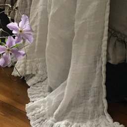 Ruffle Linen Curtain Sisi, Sheer Vintage Style, Shabby Chic Window Panel - thumbnail 3
