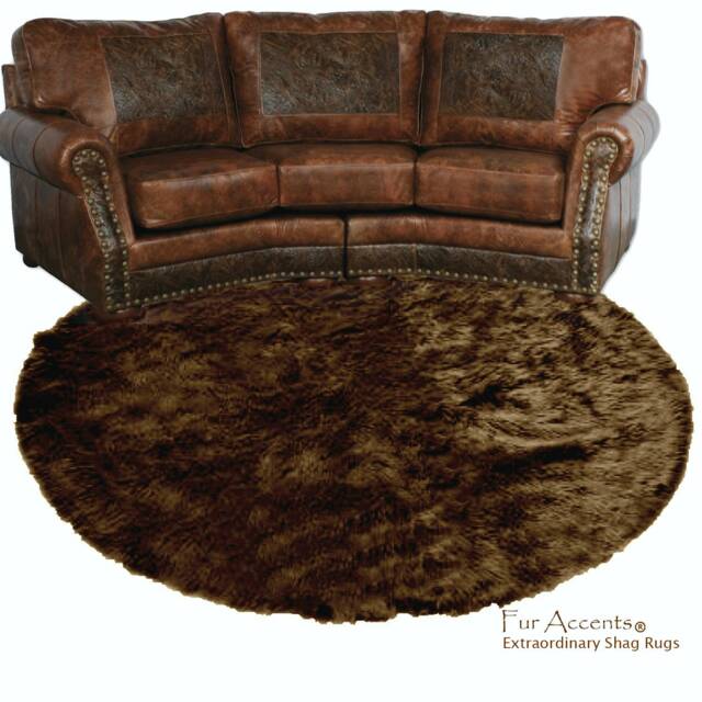 Shaggy Faux Fur Round Area Rug - Plush Sheepskin, Usa Handmade - image 1