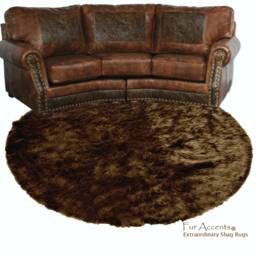 Shaggy Faux Fur Round Area Rug - Plush Sheepskin, Usa Handmade - thumbnail 1