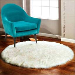 Shaggy Faux Fur Round Area Rug - Plush Sheepskin, Usa Handmade - thumbnail 4