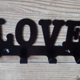 Love Word Silhouette Key Hook Rack - Metal Wall Art - thumbnail 3