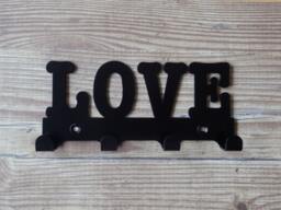 Love Word Silhouette Key Hook Rack - Metal Wall Art