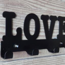 Love Word Silhouette Key Hook Rack - Metal Wall Art - thumbnail 2