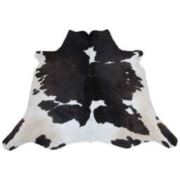Dark Brown & White Cowhide Rug - Genuine Hair-On Leather - 52x56 Inches - thumbnail 1