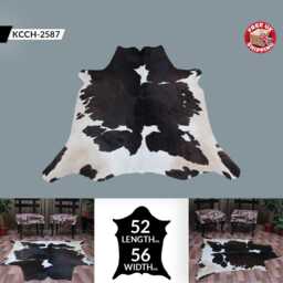 Dark Brown & White Cowhide Rug - Genuine Hair-On Leather - 52x56 Inches - thumbnail 2