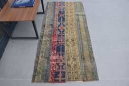 Antique Rugs, Blue Floor Rug, Turkish Handwoven Nursery Rugs For Entry, 2.7x5.9 Ft Accent Vintage Bohemian Kitchen Rug - thumbnail 1