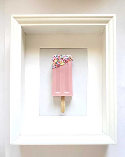 Pink Pop Resin 3D Ice Lolly Wall Art Framed - image 1