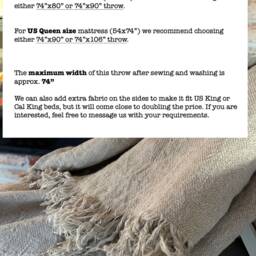 Linen Bed Cover, Rustic Linen, Blanket With Fringes, Linen Throw, Rustic Natural Covers, , Burlap Bedding - thumbnail 4