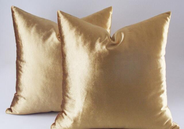 Set Of 2 Velvet Gold Pillow Covers Decorative Throw Pillows - image 1
