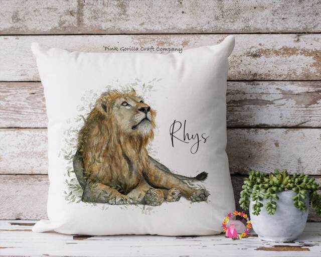 Lion Cushion, Pillow, Gift, Self Care Gift, Gift For Him, Dad, Husband, King Of The Jungle, Motivational Gift - image 1