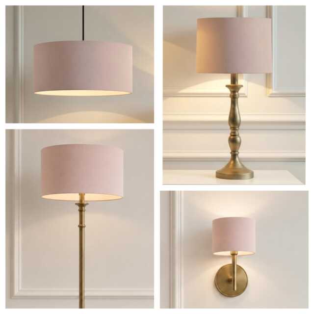 Light Pink Matt Velvet Drum Lampshade - Wall, Table, Floor Ceiling Lamp Custom Sizes & Lining Options Handmade Bespoke Shade UK - image 1