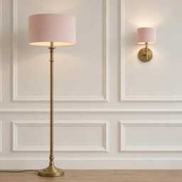 Light Pink Matt Velvet Drum Lampshade - Wall, Table, Floor Ceiling Lamp Custom Sizes & Lining Options Handmade Bespoke Shade UK - thumbnail 3
