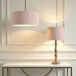 Light Pink Matt Velvet Drum Lampshade - Wall, Table, Floor Ceiling Lamp Custom Sizes & Lining Options Handmade Bespoke Shade UK - thumbnail 2