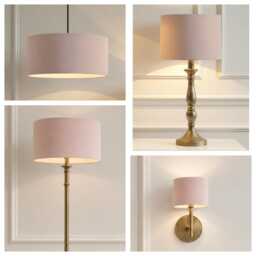 Light Pink Matt Velvet Drum Lampshade - Wall, Table, Floor Ceiling Lamp Custom Sizes & Lining Options Handmade Bespoke Shade UK