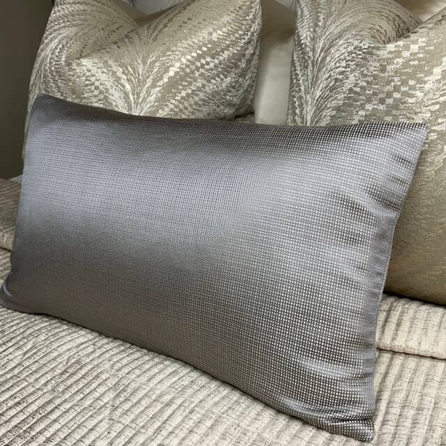 "Momentum Accent Fabric By Harlequin Grey Steel Beige Satin Weave - Luxury Cushion Cover, Throw Pillow Cover Size 12"" X 20" - image 1