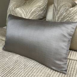 "Momentum Accent Fabric By Harlequin Grey Steel Beige Satin Weave - Luxury Cushion Cover, Throw Pillow Cover Size 12"" X 20" - thumbnail 4
