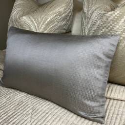 "Momentum Accent Fabric By Harlequin Grey Steel Beige Satin Weave - Luxury Cushion Cover, Throw Pillow Cover Size 12"" X 20" - thumbnail 1