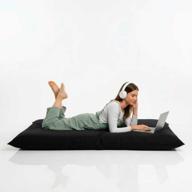 Bean Bag Black Floor Cushion Large Polyester Pillow - image 1
