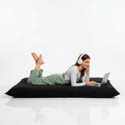 Bean Bag Black Floor Cushion Large Polyester Pillow - thumbnail 1