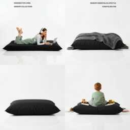 Bean Bag Black Floor Cushion Large Polyester Pillow - thumbnail 3