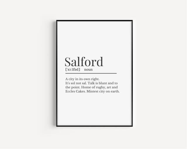 Salford Definition Print, Wall Print For Salfordians, City Manchester Gallery - image 1